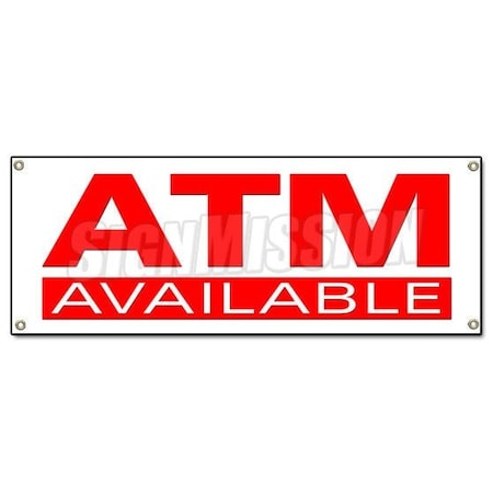 Signmission ATM BANNER SIGN automatic tell machine cash machine money cards advance ATMs B-Atm